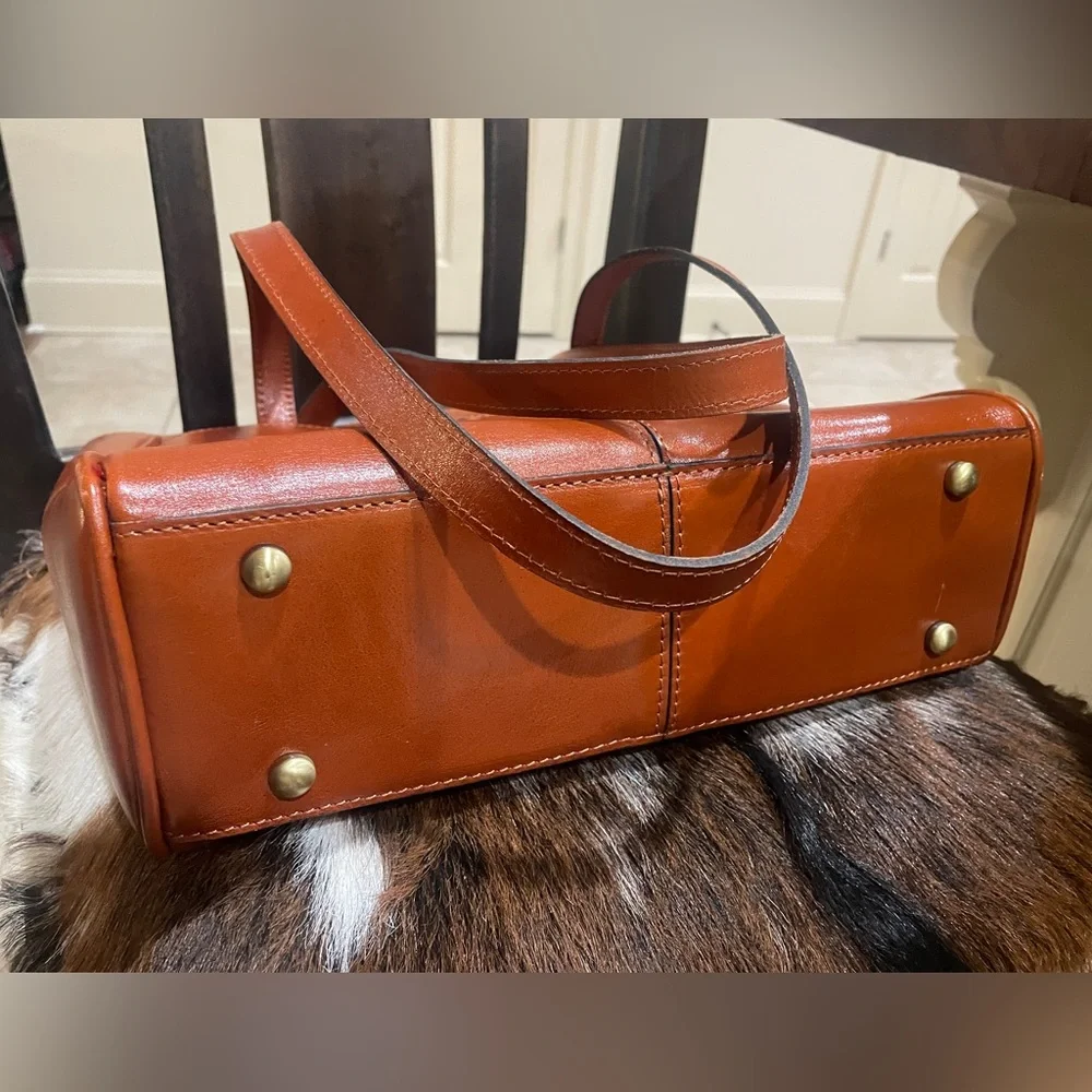 Patricia Nash brown leather satchel handbag bag purse tote - Picture 7 of 8